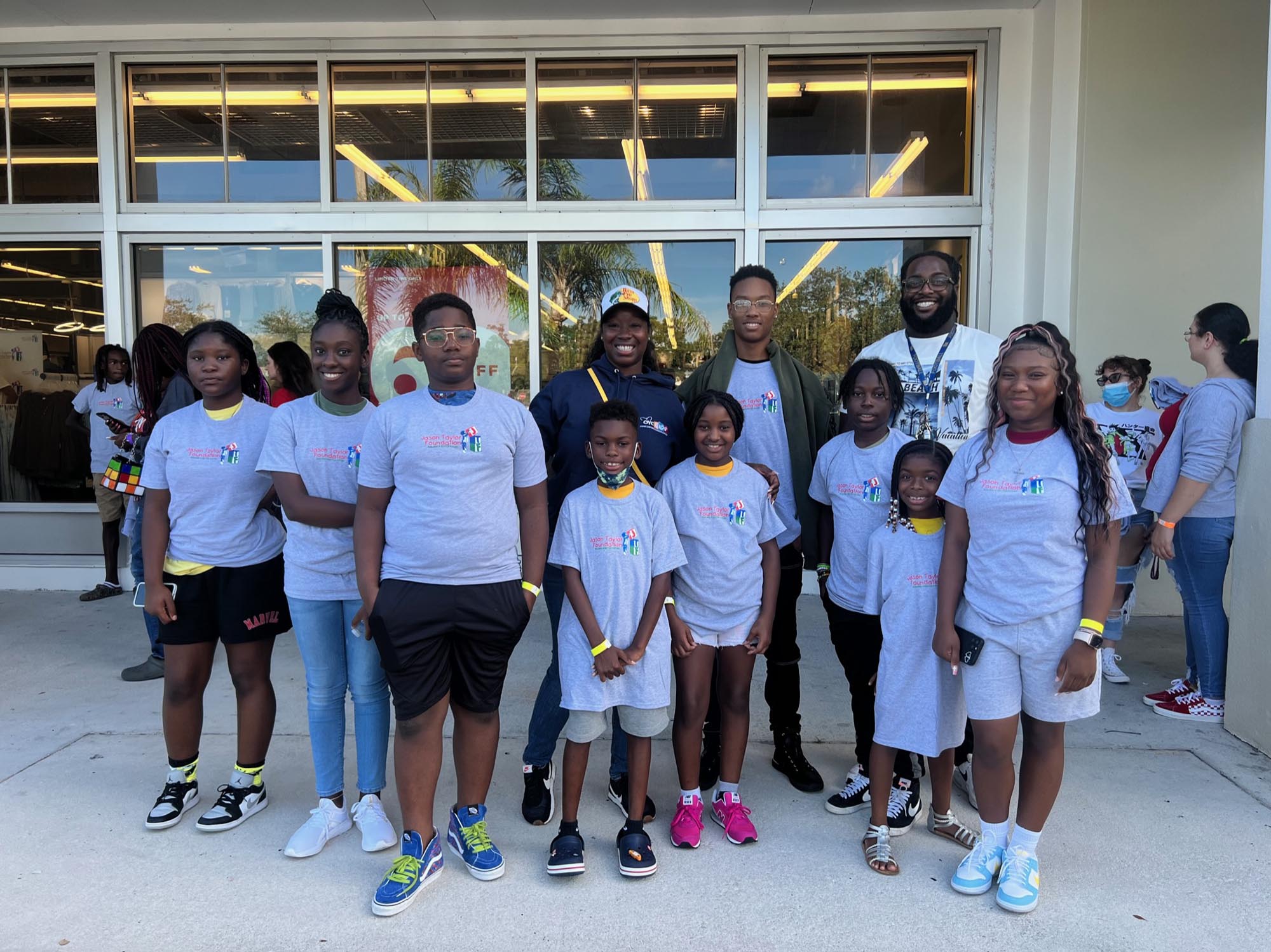 OYC youth outside of Old Navy on their shopping spree day