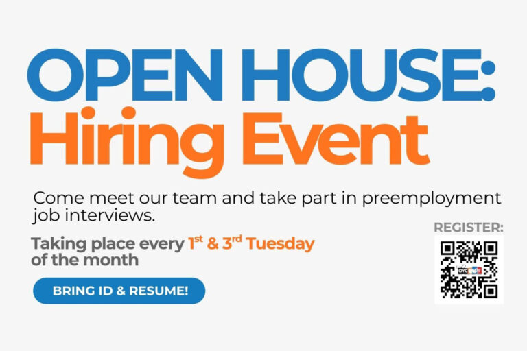 Open House Hiring Event taking place every 1st and 3rd Tuesday of the month. Click or tap to register