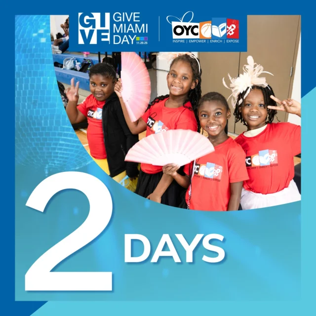 📅⏰... Only 2 days left!!! #GiveMiamiDay @miamifounfation 
Make an early donation NOW through Thursday Nov. 20th at 11:59 p.m.! Check our bio to donate​​​​​​​​ ❤️
​​​​​​​​
#OYCMiami #GiveMiamiDay #2DaysToGo #MakeADifference