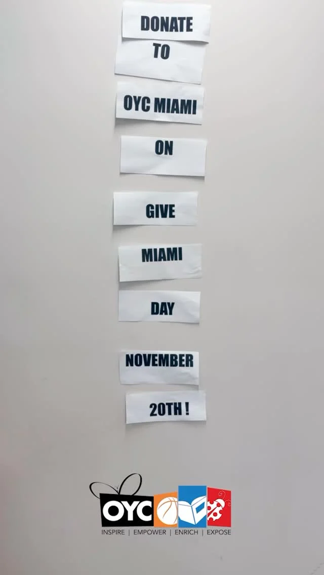 Time to Turn up Miami‼️
Give Miami Day is on November 20 and @miamifoundation is bringing the city together for one powerful day of giving. This annual celebration helps fuel our organization and our mission to uplift and strengthen our community!

Save the date, mark your calendar and set a reminder for November 20th. Get ready to give big for OYC Miami. 💙✨
#OYCMiami #GiveMiamiDay #MiamiFoundation