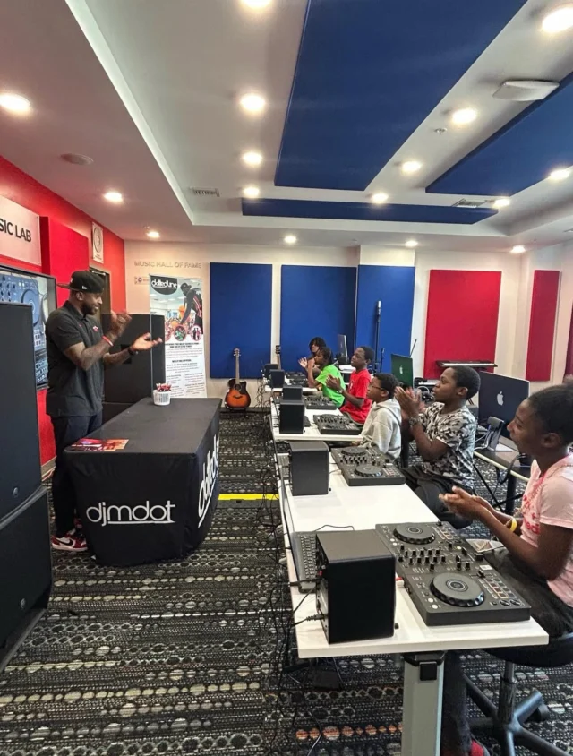 This Super Saturday, February 21, the We the Best Foundation Music Lab will host DJ M Dot as he continue his dynamic master class at OYC Miami.

The @wethebestfoundation music lab, which is powered by @playingforchangefoundation with instruction provided in partnership with @guitarsoverguns is a creative space that gives youth the opportunity to explore sound, sharpen their skills, and build confidence through hands on music education.

These master classes are free and open to the public, welcoming all young creatives ready to learn, grow, and elevate their craft. Join us and experience the energy for yourself. 💙🎶 Visit the link in our bio and register today. 

@wethebestfoundation
@playingforchangefoundation
@guitarsoverguns
@djmdot 
@dottedlinefoundation 

#OYCMiami #WeTheBestFoundation #PlayingForChange #GuitarsOverGuns MusicLab SuperSaturday DJMDot