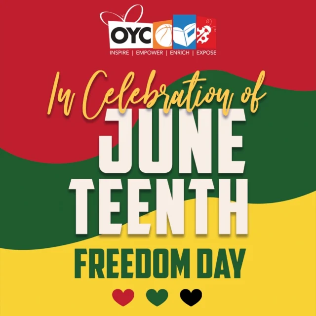 Today, OYC Miami proudly recognizes and celebrates Juneteenth, a day that commemorates freedom, resilience, and the enduring pursuit of equality.

Juneteenth serves as an opportunity to reflect on our nation’s history while honoring the contributions, achievements, and cultural legacy of African Americans who have helped shape our communities and our country.

At OYC Miami, we believe that education, empowerment, and opportunity have the power to transform lives. As we celebrate Juneteenth, we remain committed to creating pathways that inspire youth, strengthen families, and build brighter futures for generations to come.

Celebrate. Commemorate. Honor. Juneteenth ❤️💚🖤

#OYCMiami #Juneteenth #FreedomDay